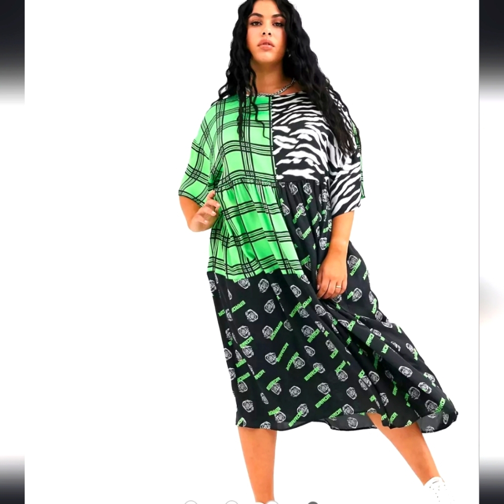 ASOS Collusion mixed print midi smock dress